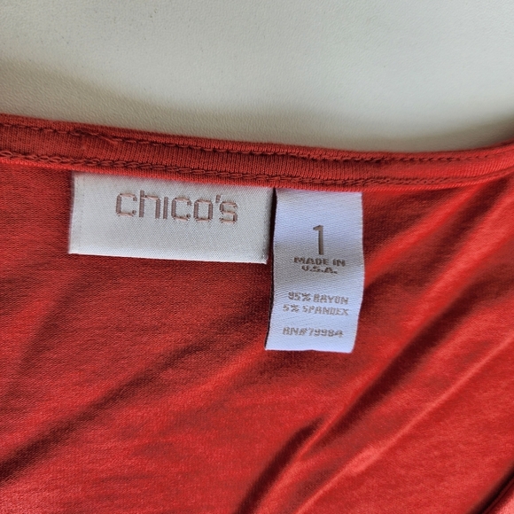 Chicos Orange Tank Shift Dress Stretch Hi-Low Sleveless Round Neck Modest 1 (M) - Picture 7 of 11